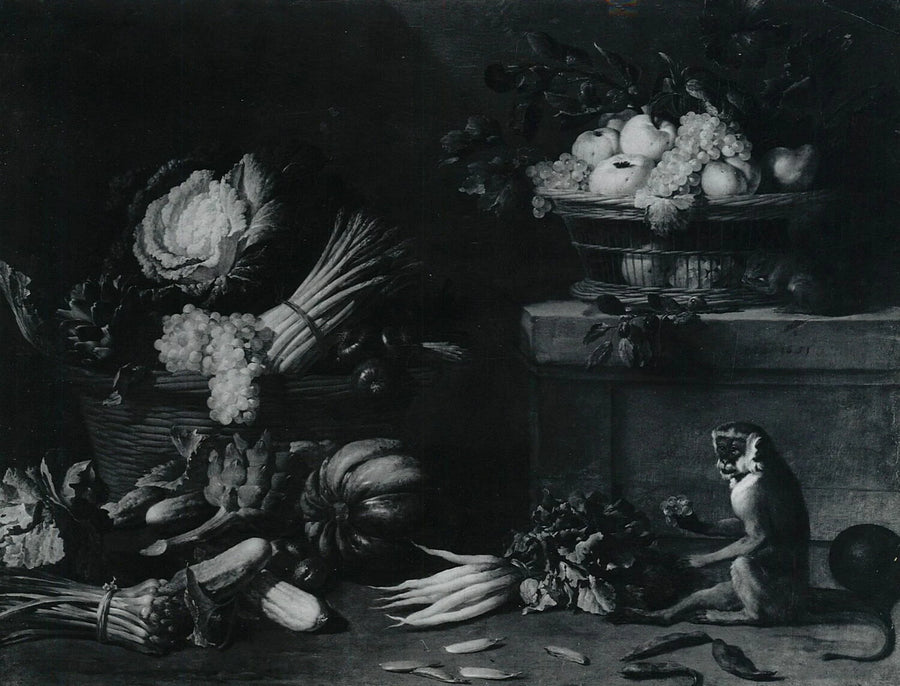 Fruits et légumes avec un singe - Pieter van Boucle