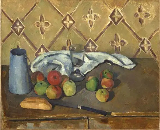 Fruits, serviette et boîte à lait - Paul Cézanne image 1 reproduction de peinture à l’huile