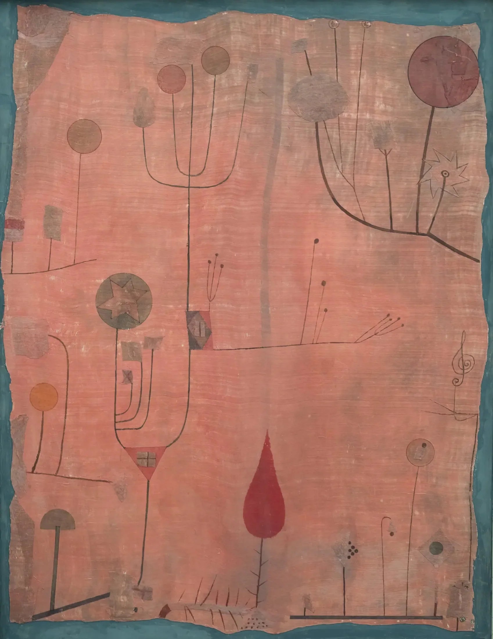 Fruits sur fond rouge - Paul Klee image 1 copie de tableau peinte à la main