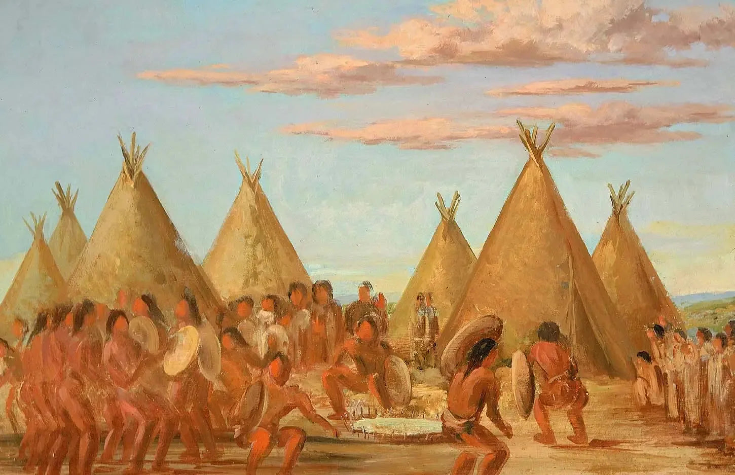 Fumer le bouclier - George Catlin image 1 copie peinte à la main à l’huile