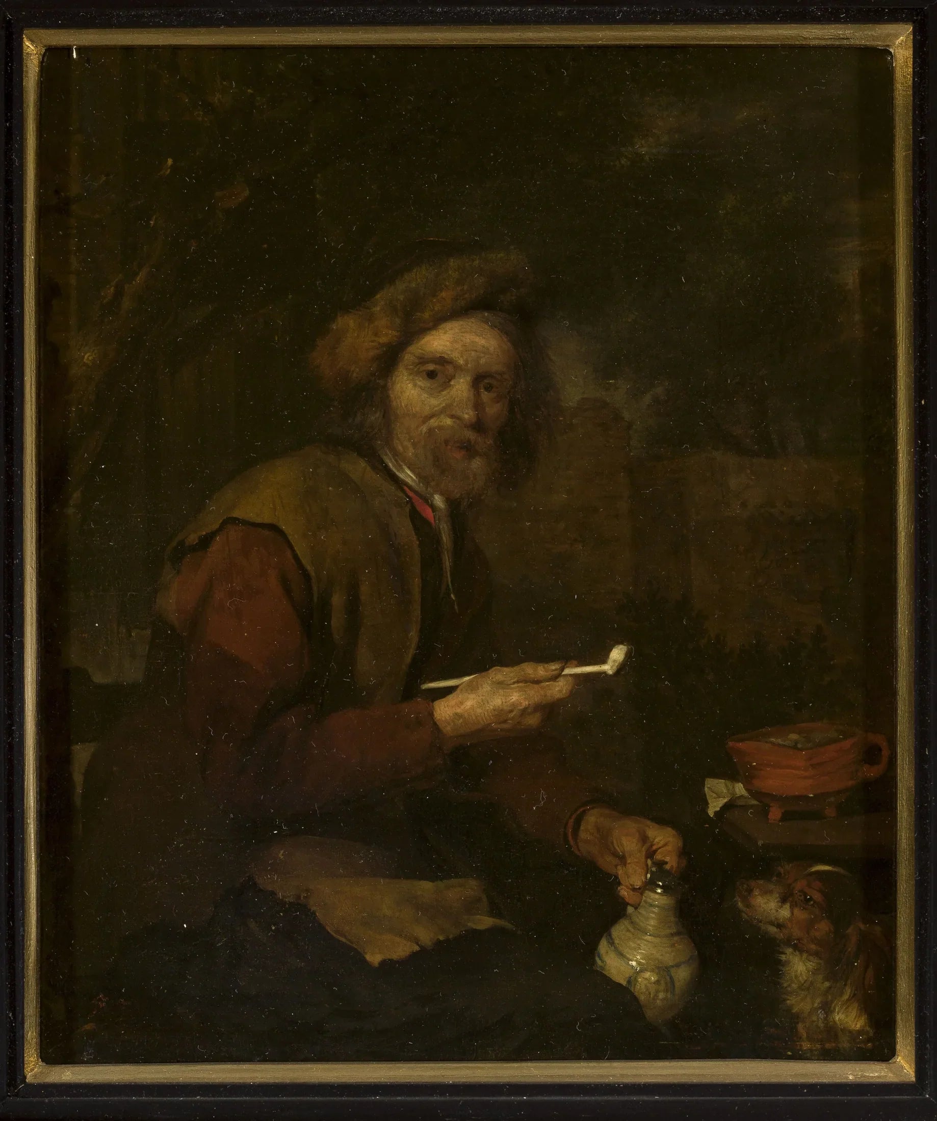 Fumeur avec une pipe et un pichet à la main - Gabriel Metsu image 1 tableau peint à l’huile sur toile