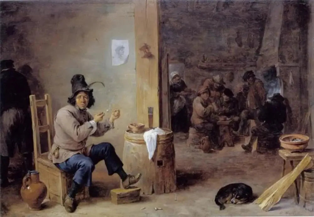 Fumeur dans une auberge - David Teniers le Jeune image 1 reproduction artisanale de tableau