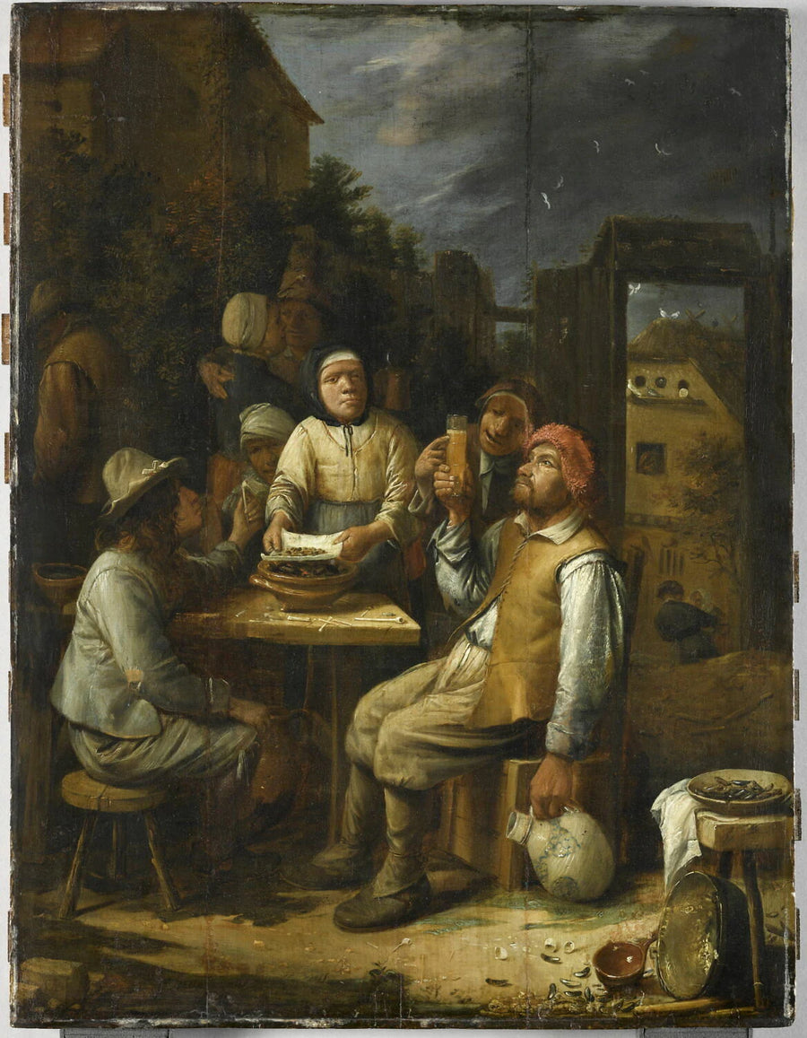 Fumeurs et buveurs près d'une maison, dit aussi Les mangeurs de moules - Joos van Craesbeeck