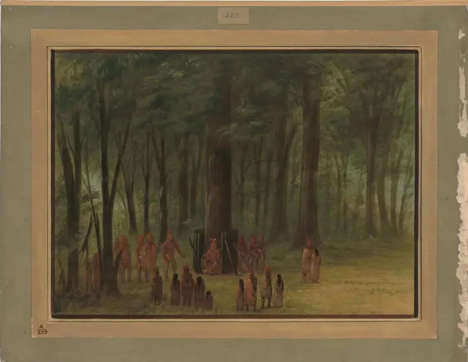 Funérailles de Black Hawk - Saukie - George Catlin image 1 copie peinte à la main à l’huile
