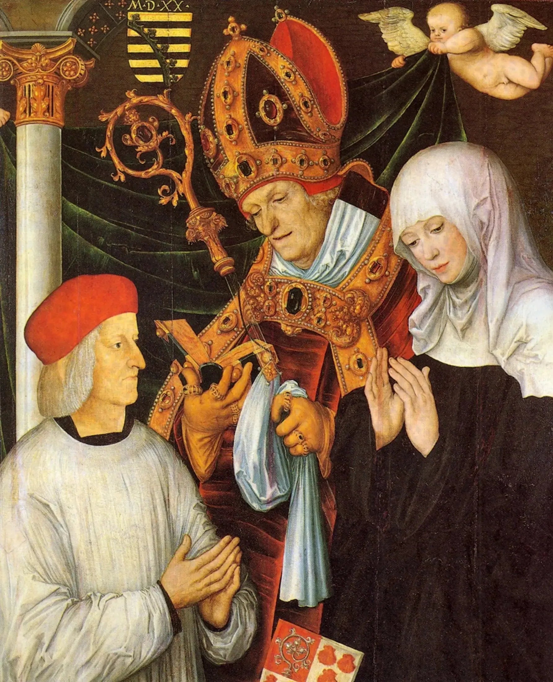 Gabriel d'Eyb, évêque d'Eichstätt, avec les saints Wilibald et Walburga - Lucas Cranach the Elder image 1 reproduction artisanale de tableau