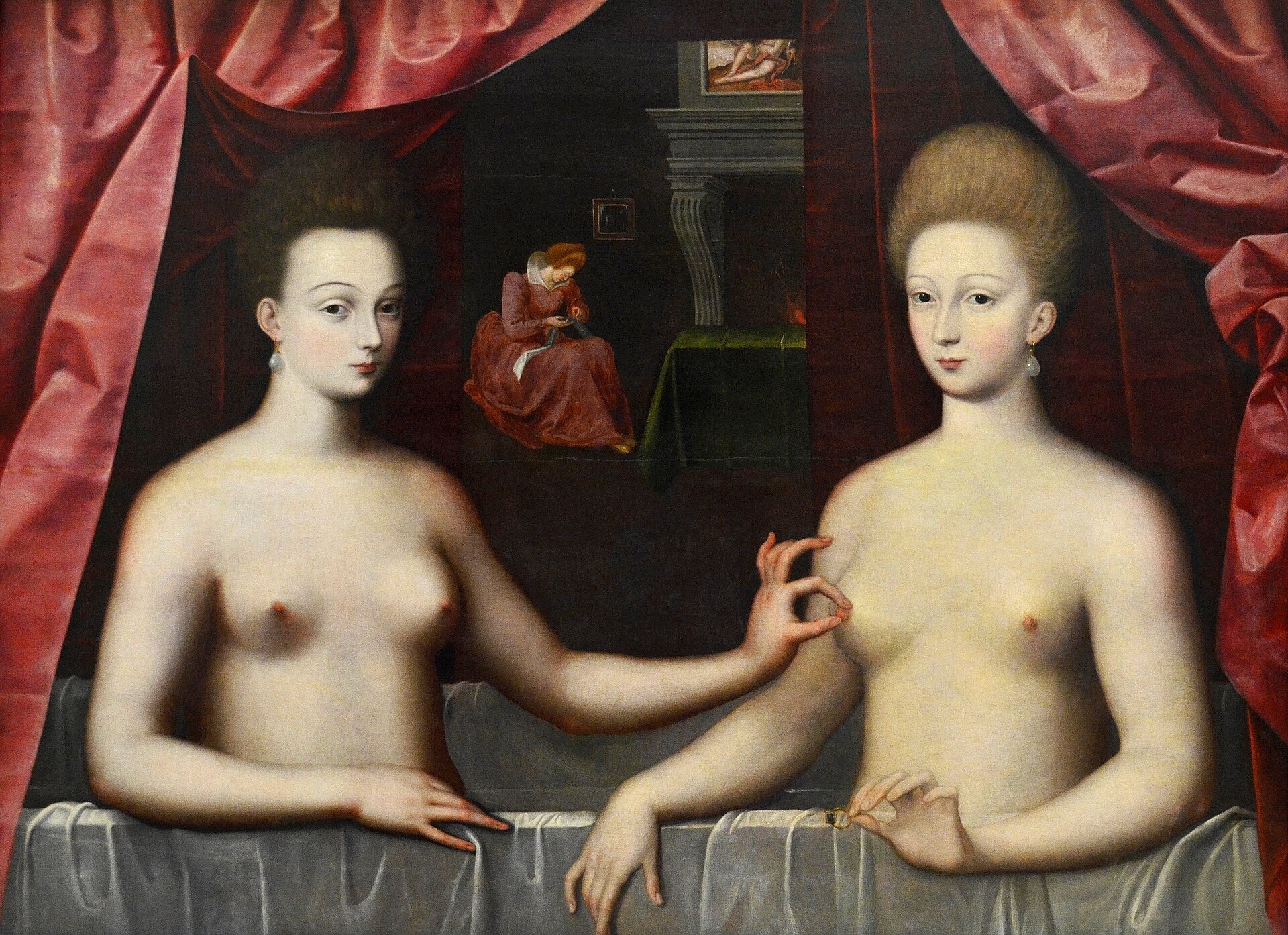 Gabrielle d'Estrées et une de ses sœurs - École de Fontainebleau image 1 copie peinte à la main à l’huile