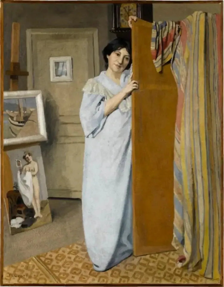 Gabrielle Vallotton dans l'atelier - Félix Vallotton image 1 reproduction artisanale de tableau