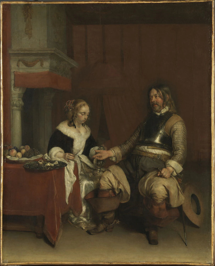 Le Galant Militaire ou jeune femme à laquelle un homme offre de l'argent - Gerard ter Borch