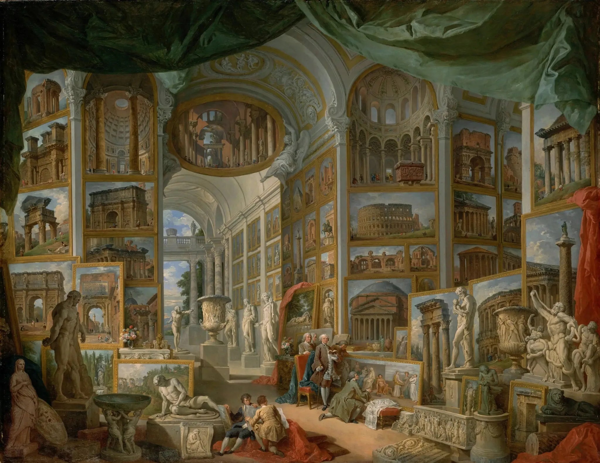 Galerie de vues de la Rome antique - Giovanni Paolo Panini image 1 tableau peint à l’huile sur toile
