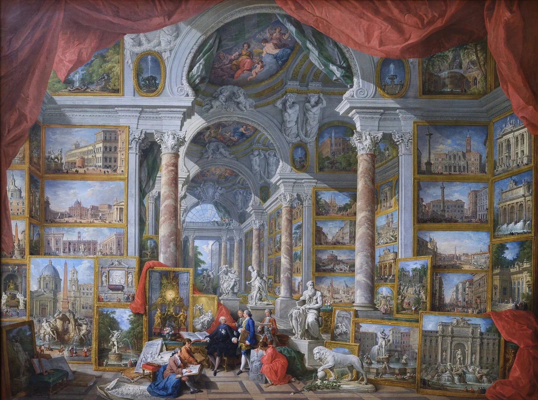 Galerie de vues de la Rome moderne - Giovanni Paolo Panini image 1 reproduction artisanale de tableau