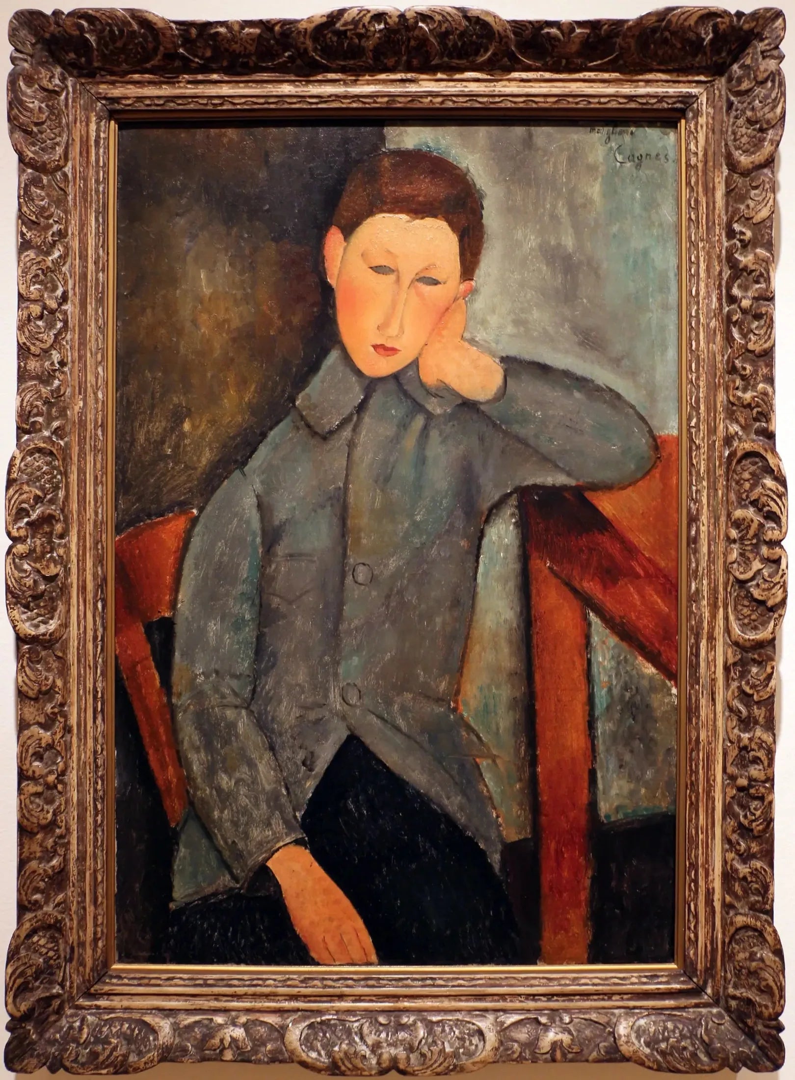 Garçon à la veste bleue - Amedeo Modigliani image 1 reproduction artisanale de tableau