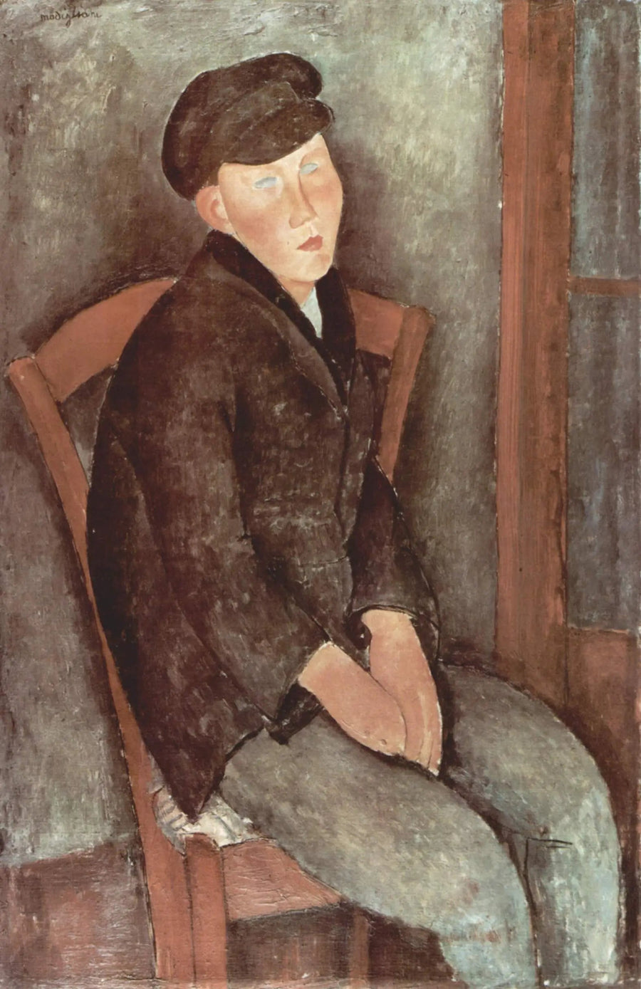 Garçon assis avec une casquette - Amedeo Modigliani