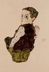 Garçon assis (Sitzender Knabe) - Egon Schiele image 2 reproduction de peinture à l’huile