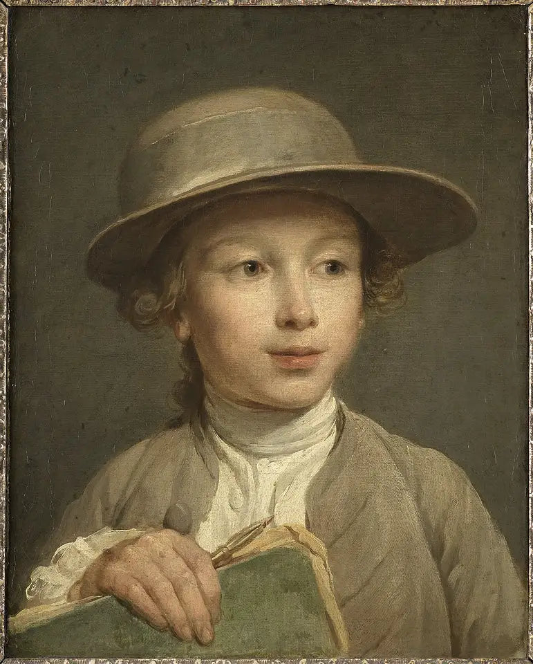 Garçon avec un cahier de dessin - Nicolas-Bernard Lépicié image 1 reproduction artisanale de tableau
