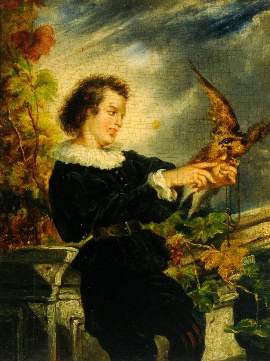 Garçon avec un faucon - Thomas Couture image 1 copie peinte à la main à l’huile