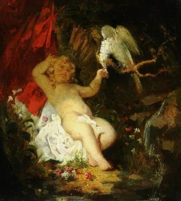 Garçon avec un perroquet - Gustave Courbet image 1 reproduction artisanale de tableau