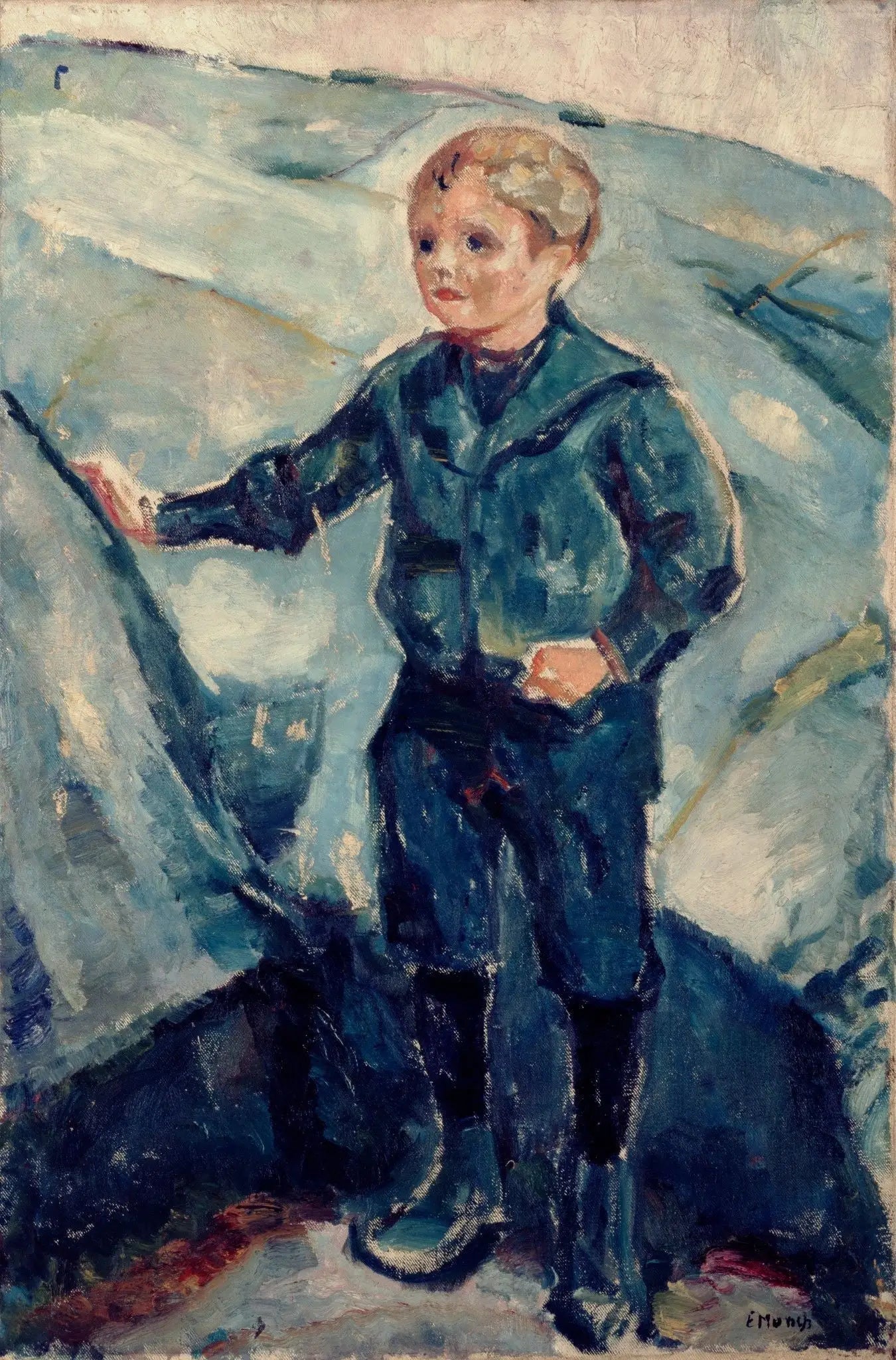 Garçon dans un paysage rocheux - Edvard Munch image 1 copie peinte à la main à l’huile