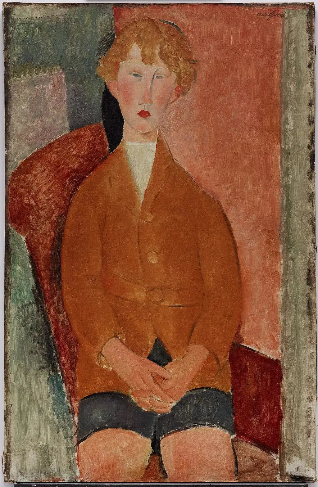 Garçon en short - Amedeo Modigliani image 1 copie de tableau peinte à la main