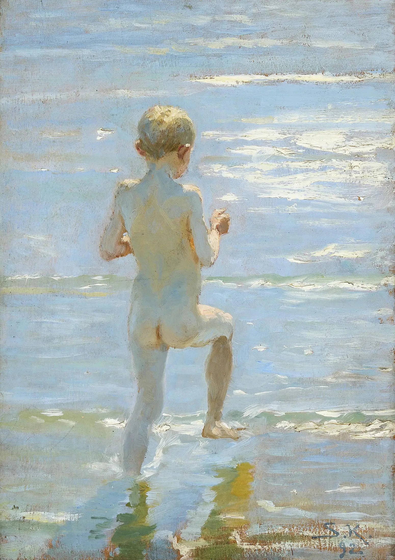 Garçon en train de se baigner. - Peder Severin Krøyer image 1 copie de tableau peinte à la main