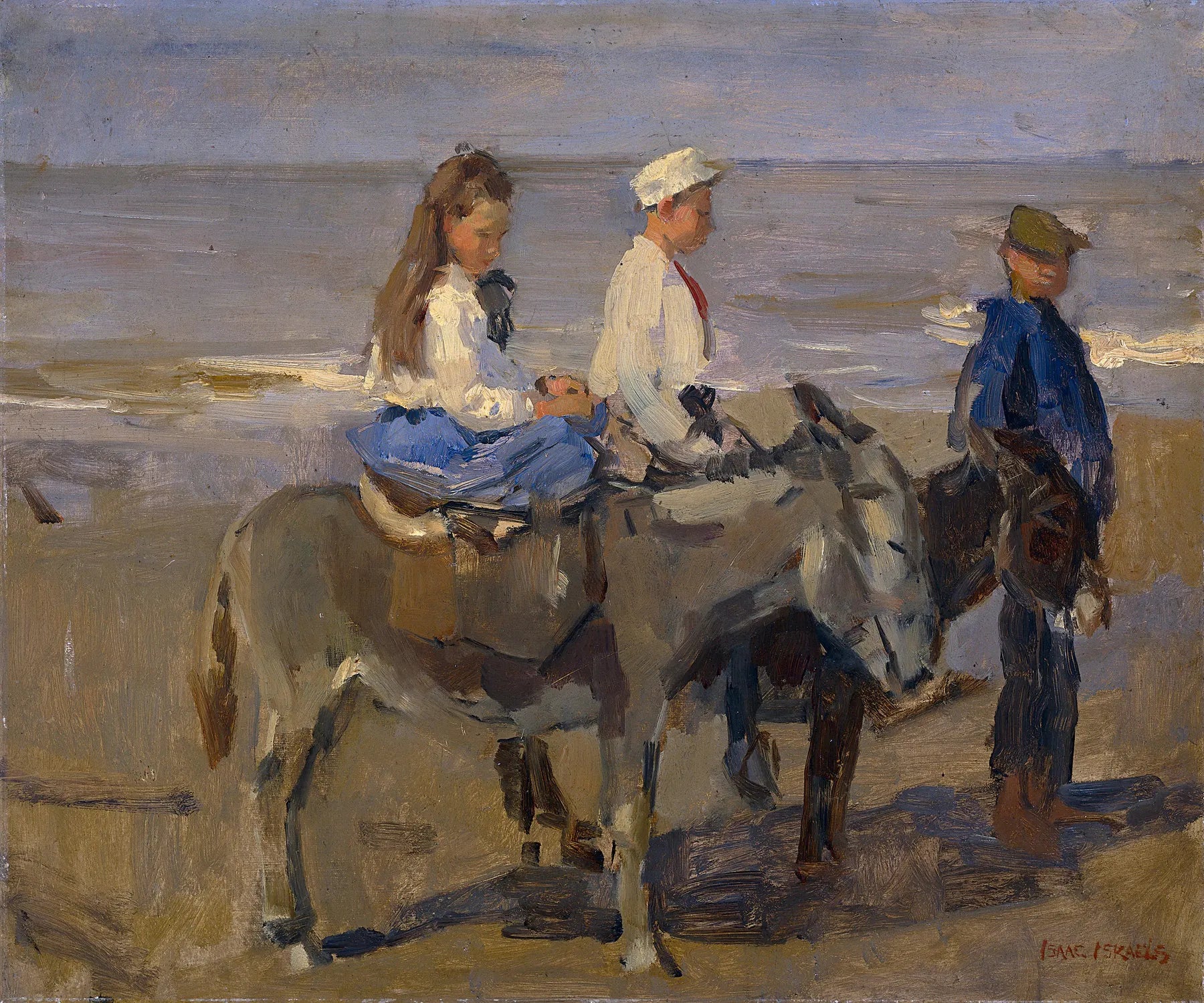 Garçon et fille sur des ânes - Isaac Israëls image 1 copie peinte à la main à l’huile