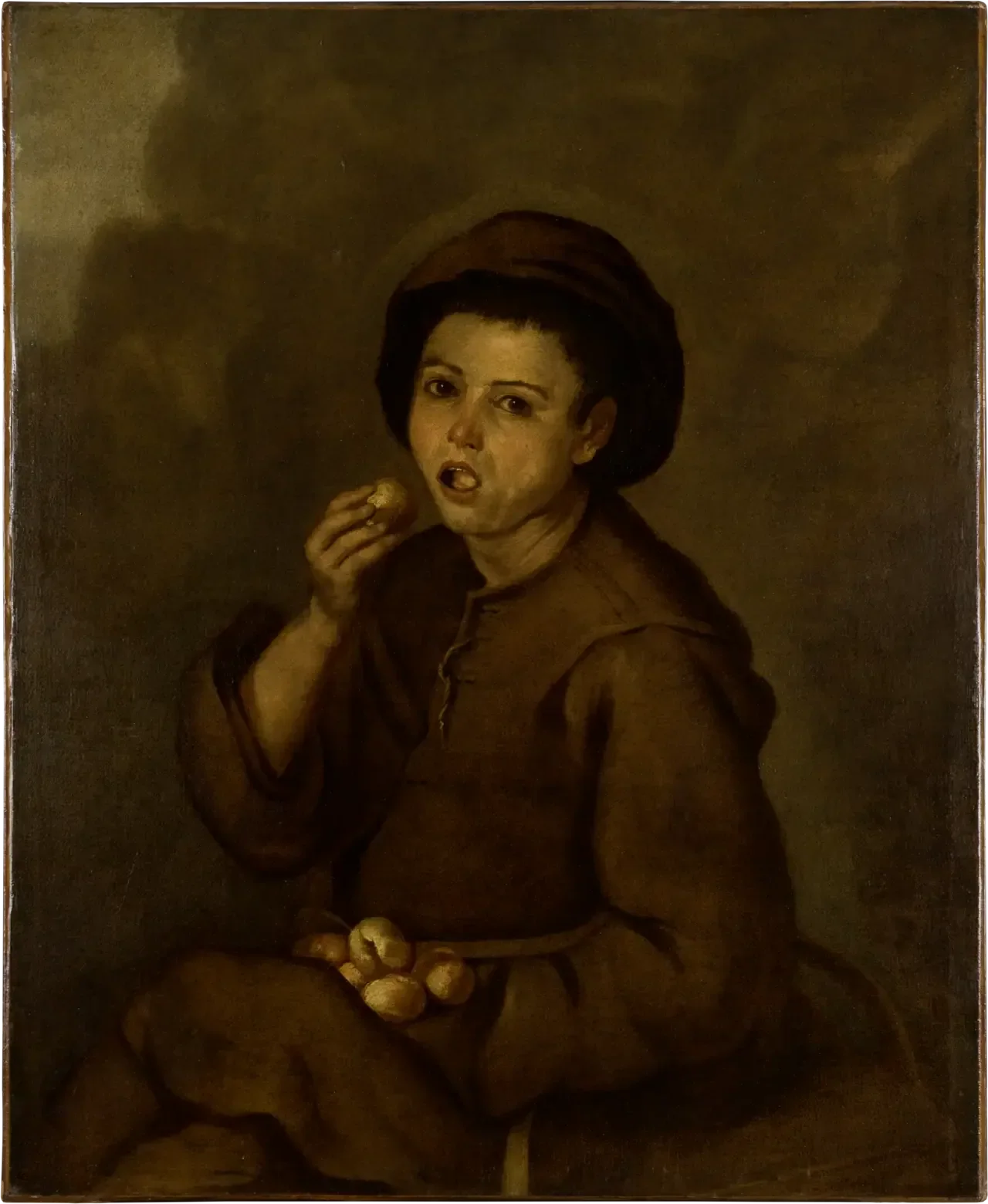 Garçon mangeant des pêches - Bartolomé Esteban Murillo image 1 copie peinte à la main à l’huile
