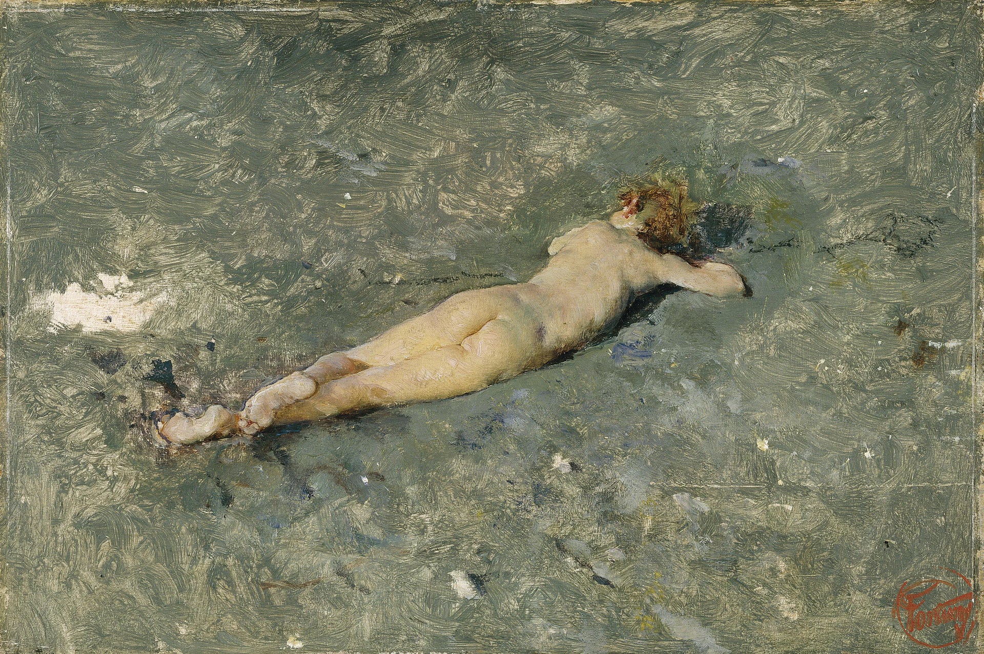 Garçon nu sur la plage de Portici - Marià Fortuny
