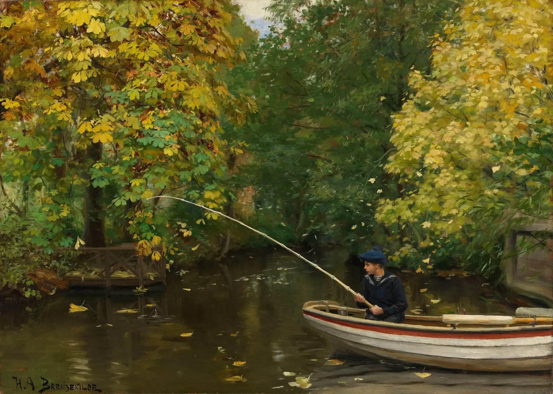 Garçon pêcheur - H. A. Brendekilde image 1 reproduction artisanale de tableau