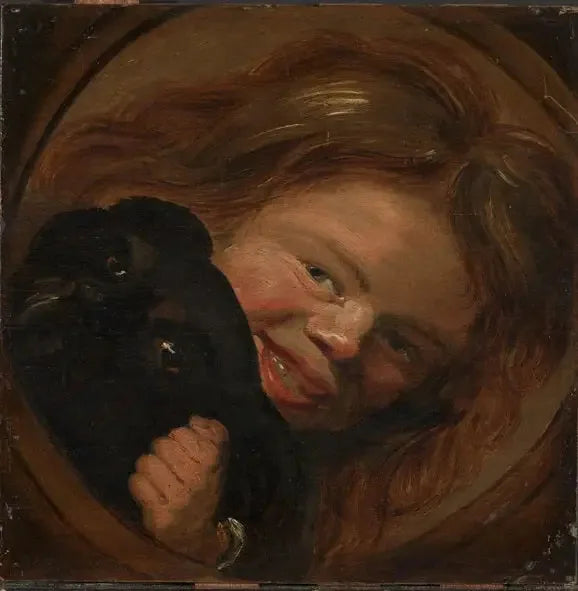 Garçon riant avec un chien - Frans Hals image 1 tableau peint à l’huile sur toile