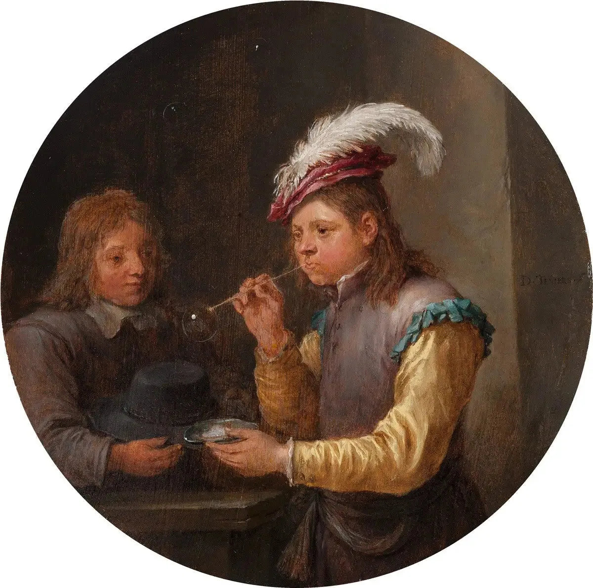 Garçon soufflant des bulles - David Teniers le Jeune image 1 reproduction de peinture à l’huile