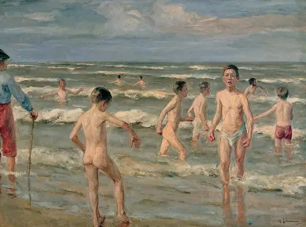 Garçons baignant - Max Liebermann image 1 reproduction de peinture à l’huile