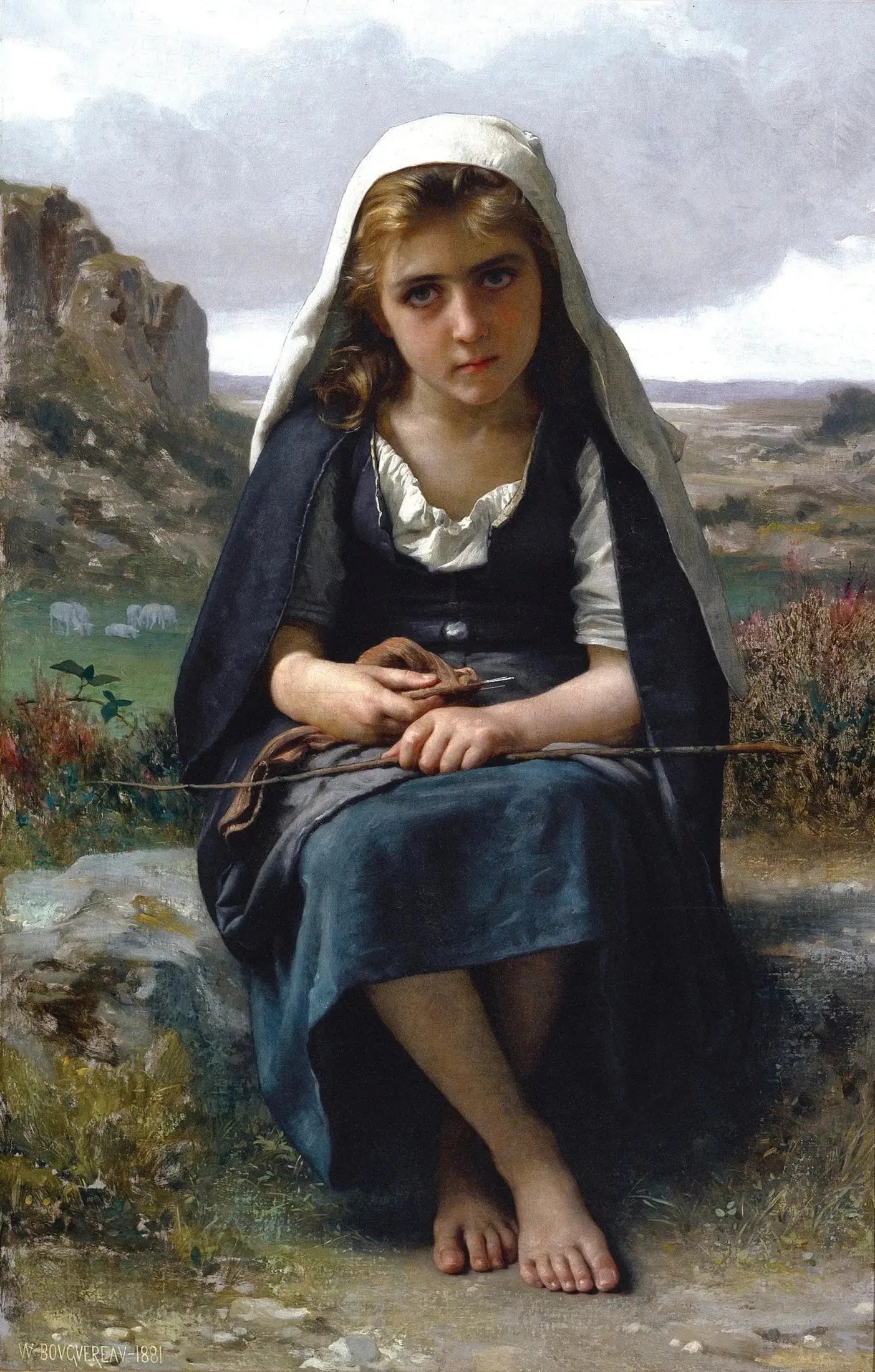 Gardeuse de moutons - Bouguereau image 1 reproduction de peinture à l’huile