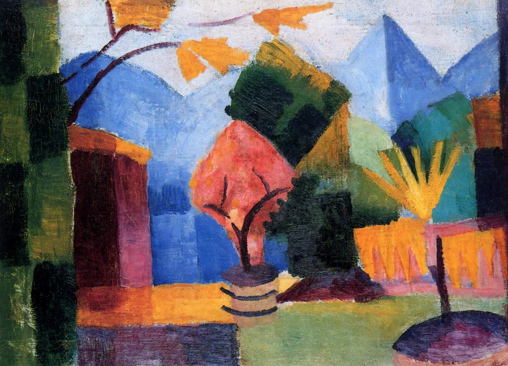 Garten am Thuner See par August Macke - August Macke image 1 tableau peint à l’huile sur toile