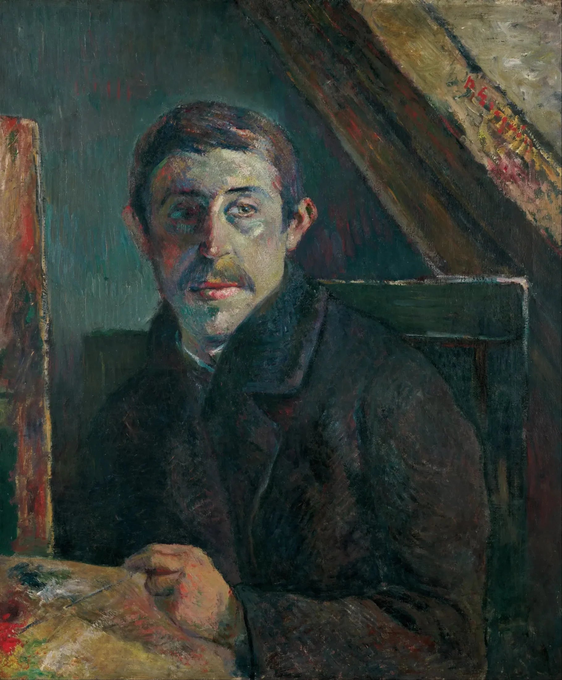 Gauguin devant son chevalet - Paul Gauguin image 1 reproduction de peinture à l’huile