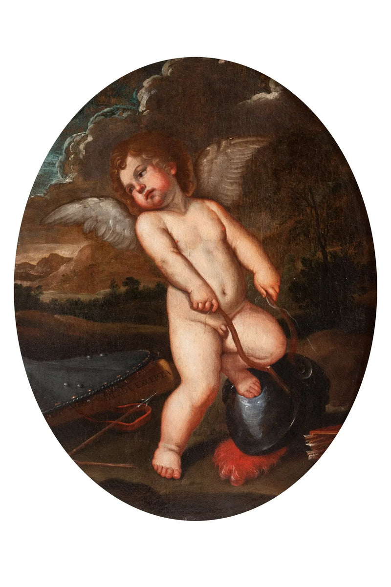 Gefügelter Putto mit den Instrumenten von Minerva - Francesco Albani