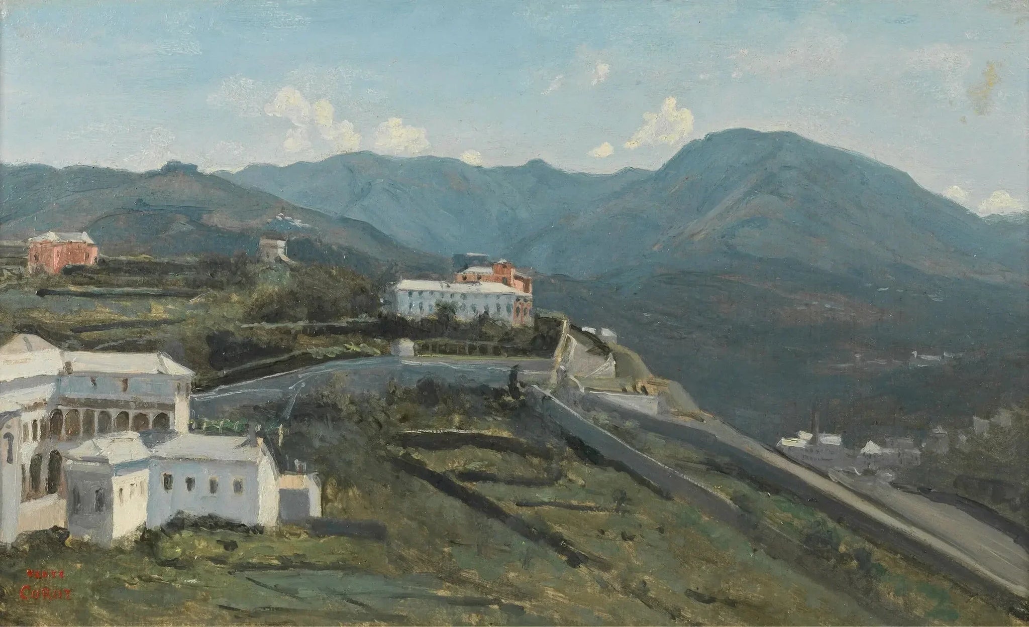 Gênes. Un bout de la ville et des Apennins - Jean-Baptiste Camille Corot image 1 reproduction de peinture à l’huile
