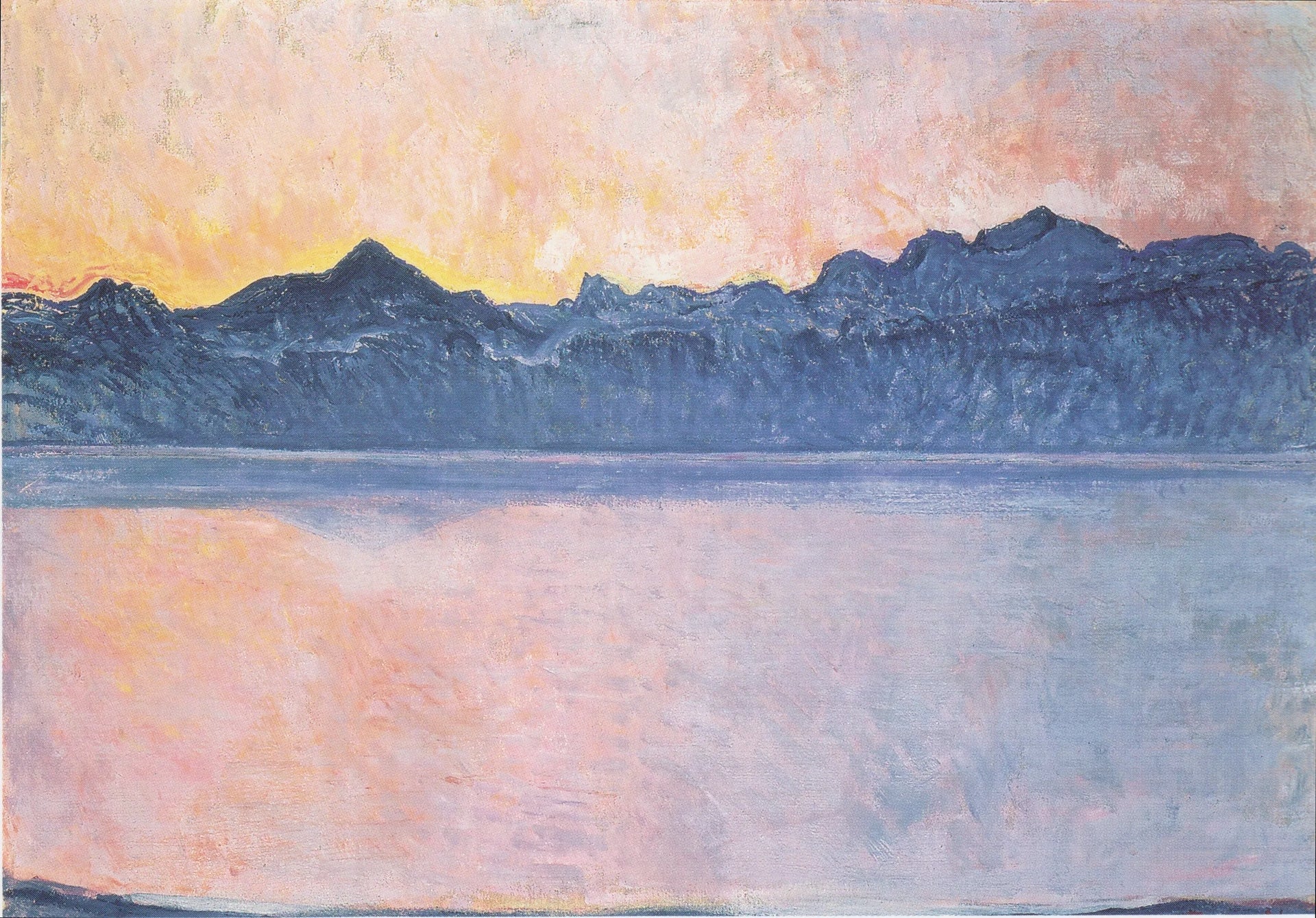 Genfersee mit Mont-Blanc im Morgenlicht - Ferdinand Hodler image 1 reproduction artisanale de tableau