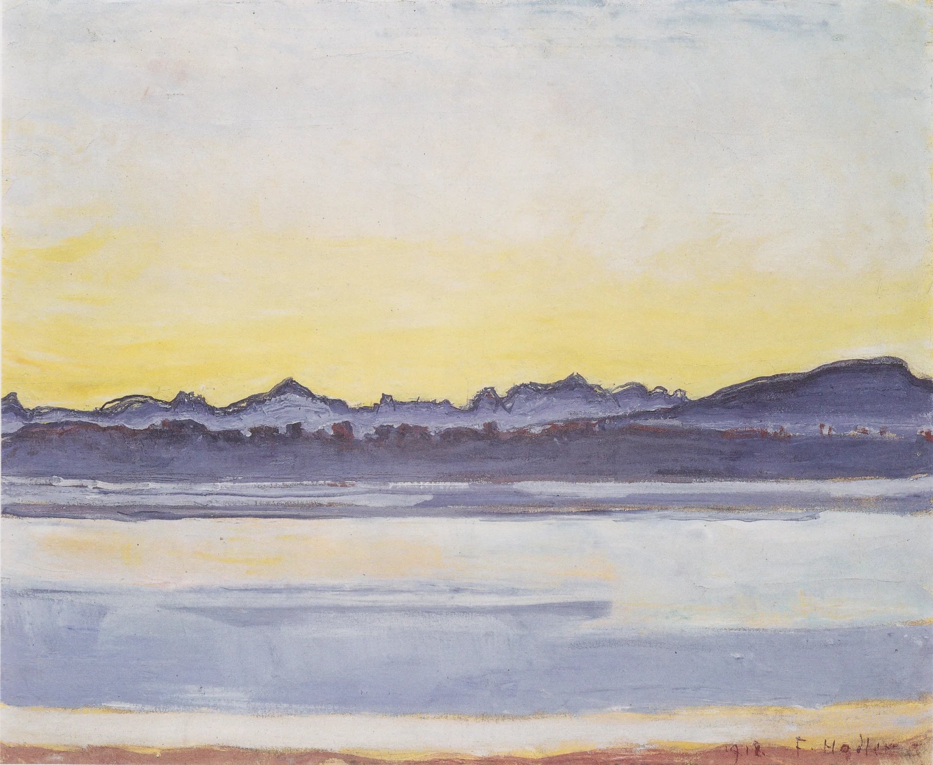 Genfersee mit Mont-Blanc vor Sonnenaufgang - Ferdinand Hodler image 1 reproduction d’œuvre d’art à l’huile