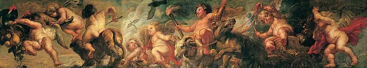 Génies jouant avec des animaux - Peter Paul Rubens image 1 copie peinte à la main à l’huile