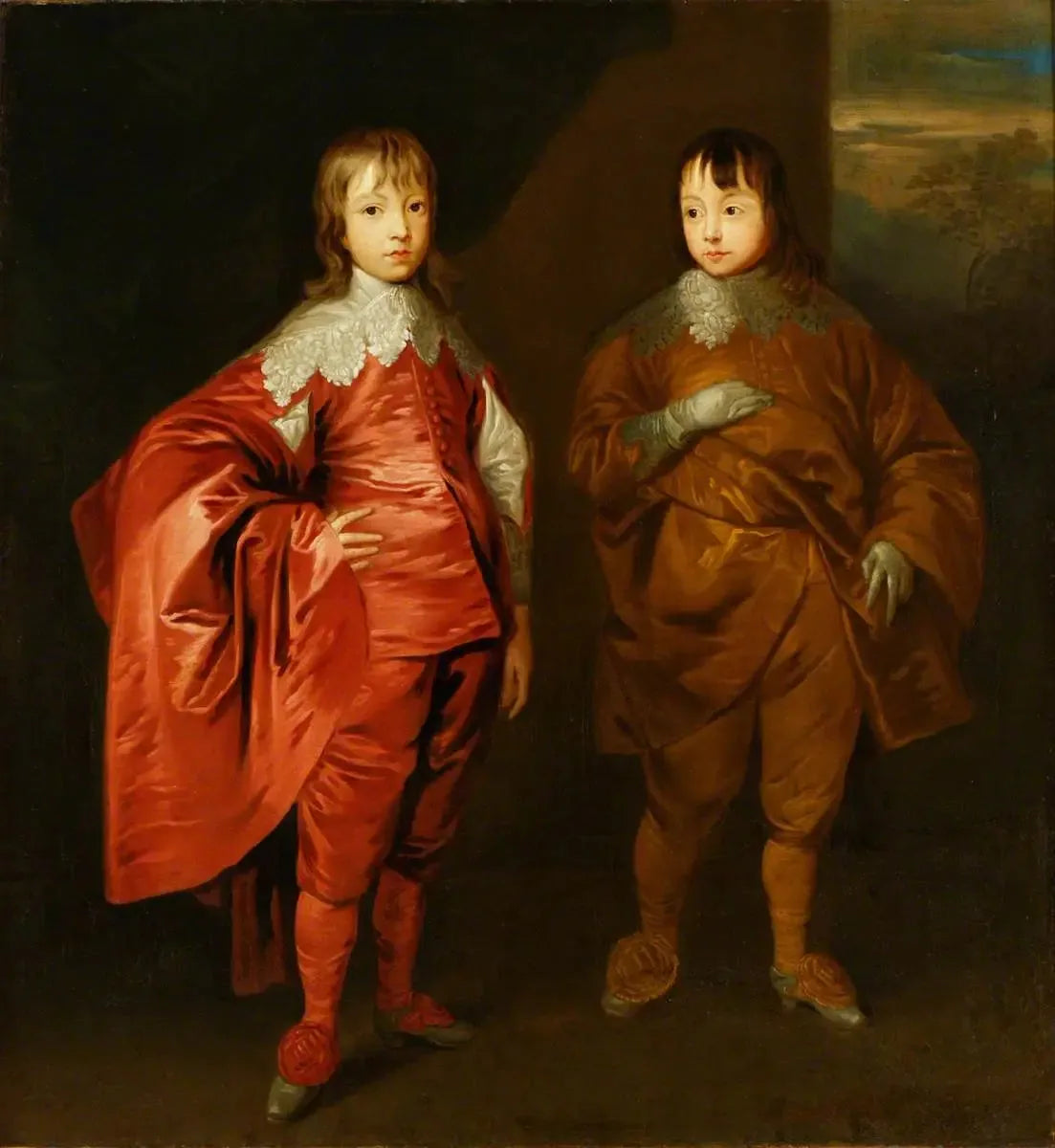 George Villiers (1628–1687), 2e duc de Buckingham, avec son frère, Lord Francis Villiers (1629–1648) - Antoine van Dyck image 1 reproduction de peinture à l’huile