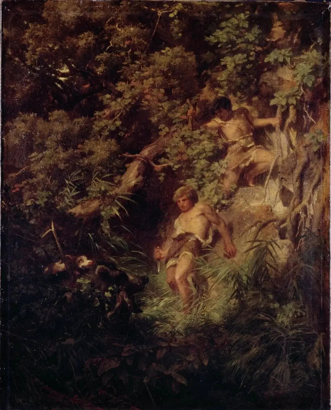 Germanen op jacht - Arnold Böcklin image 1 reproduction artisanale de tableau