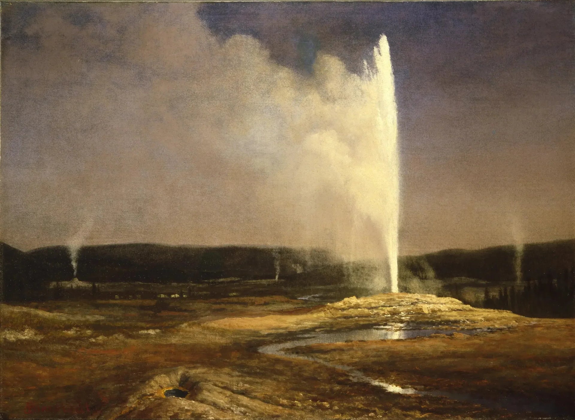 Geysers à Yellowstone - Albert Bierstadt image 1 reproduction artisanale de tableau