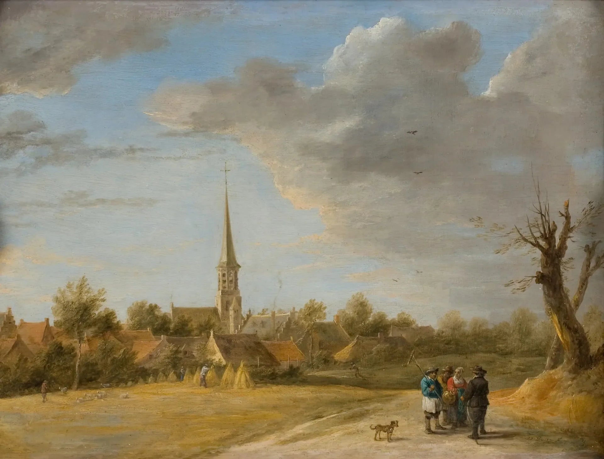 Gezicht op een dorp - David Teniers le Jeune image 1 copie de tableau peinte à la main