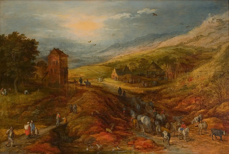 Gezicht op een rivierdal met figuren - Jan Brueghel l’Ancien