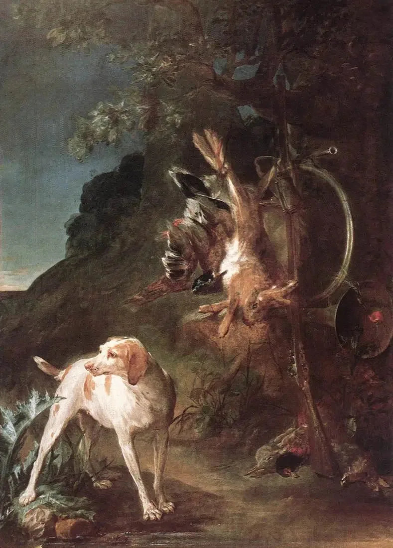 Gibier mort et chien de chasse - Jean Siméon Chardin image 1 reproduction d’œuvre d’art à l’huile