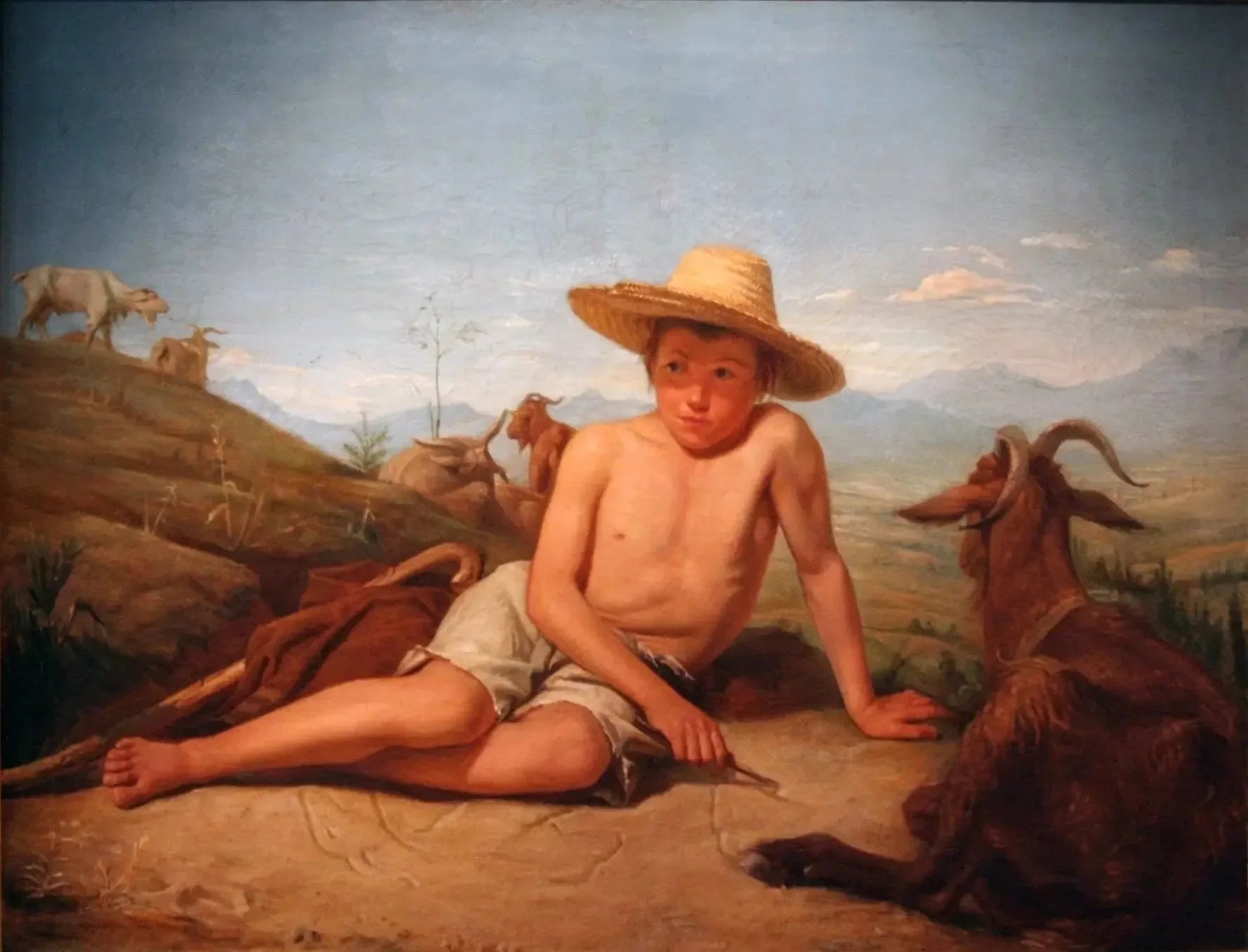 Giotto gardant les chèvres - Léon Bonnat image 1 reproduction de peinture à l’huile