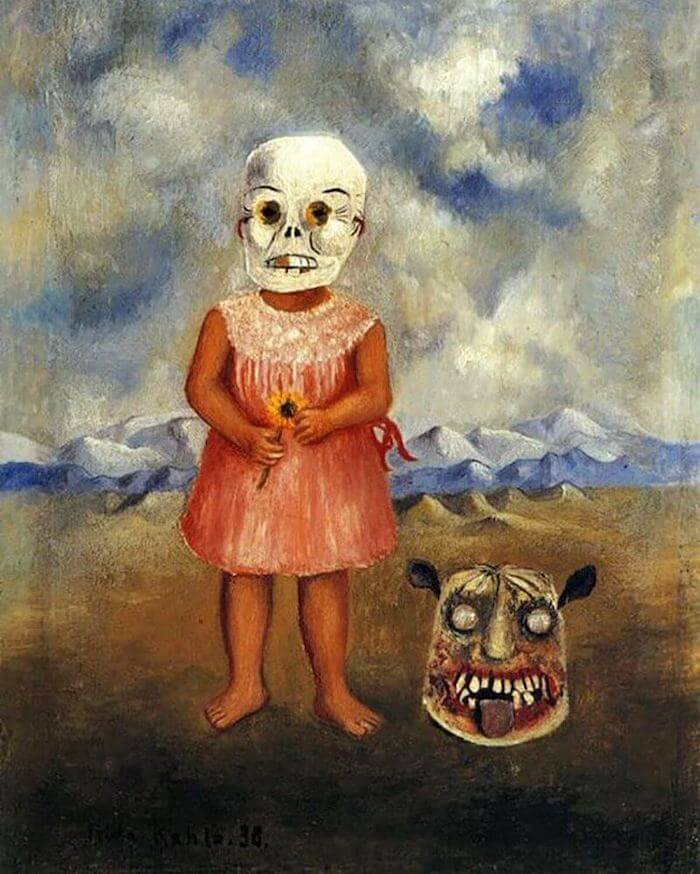 Fillette au masque mortuaire - Frida Kahlo image 1 reproduction de peinture à l’huile