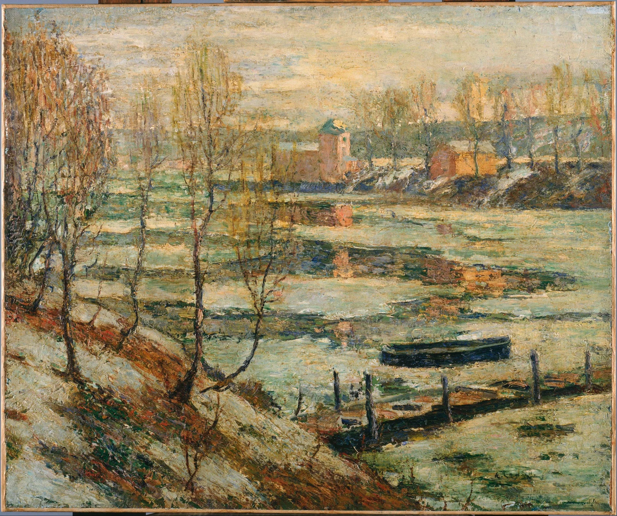 Glace dans la rivière - Ernest Lawson image 1 reproduction de peinture à l’huile