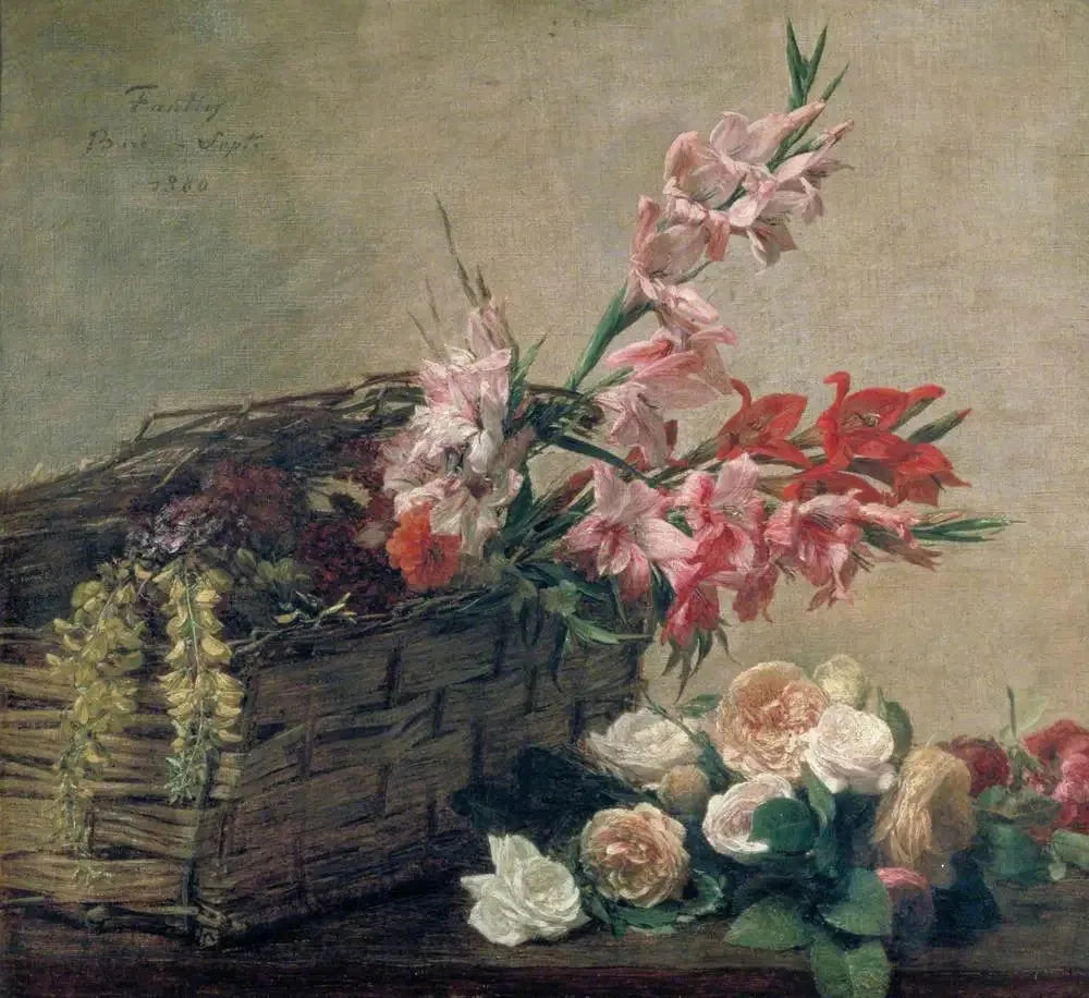 Glaïeuls et roses - Henri Fantin-Latour image 1 reproduction de peinture à l’huile