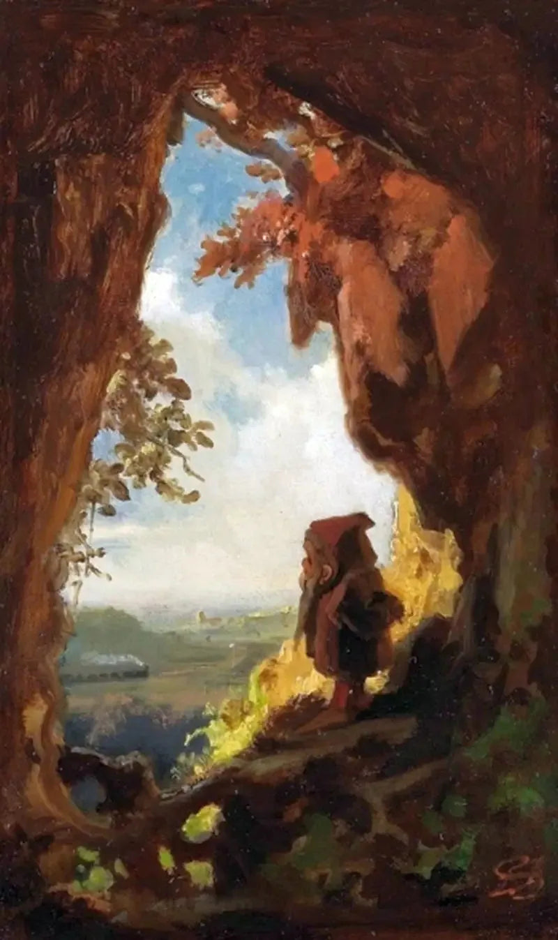 Gnome regardant un train - Carl Spitzweg image 1 tableau peint à l’huile sur toile