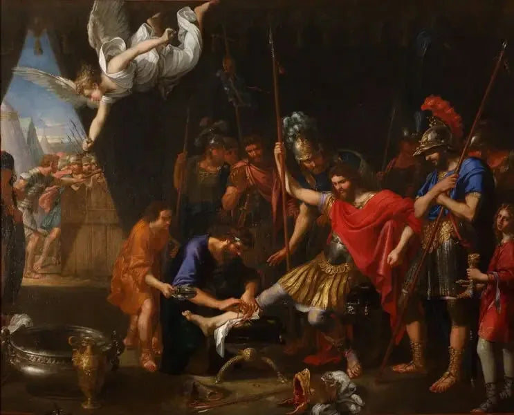 Godefroy de Bouillon soigné par un ange - Pierre Mignard image 1 tableau peint à l’huile sur toile